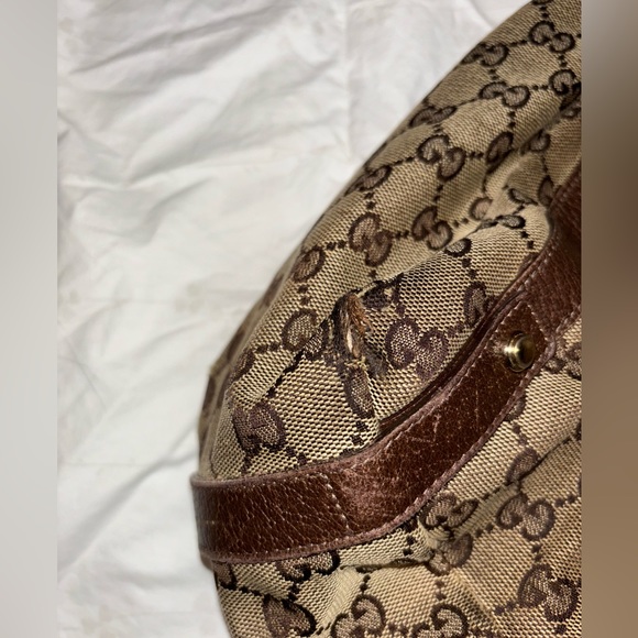 Used Vintage Gucci purse. Brown and tan web design. - Picture 5 of 14